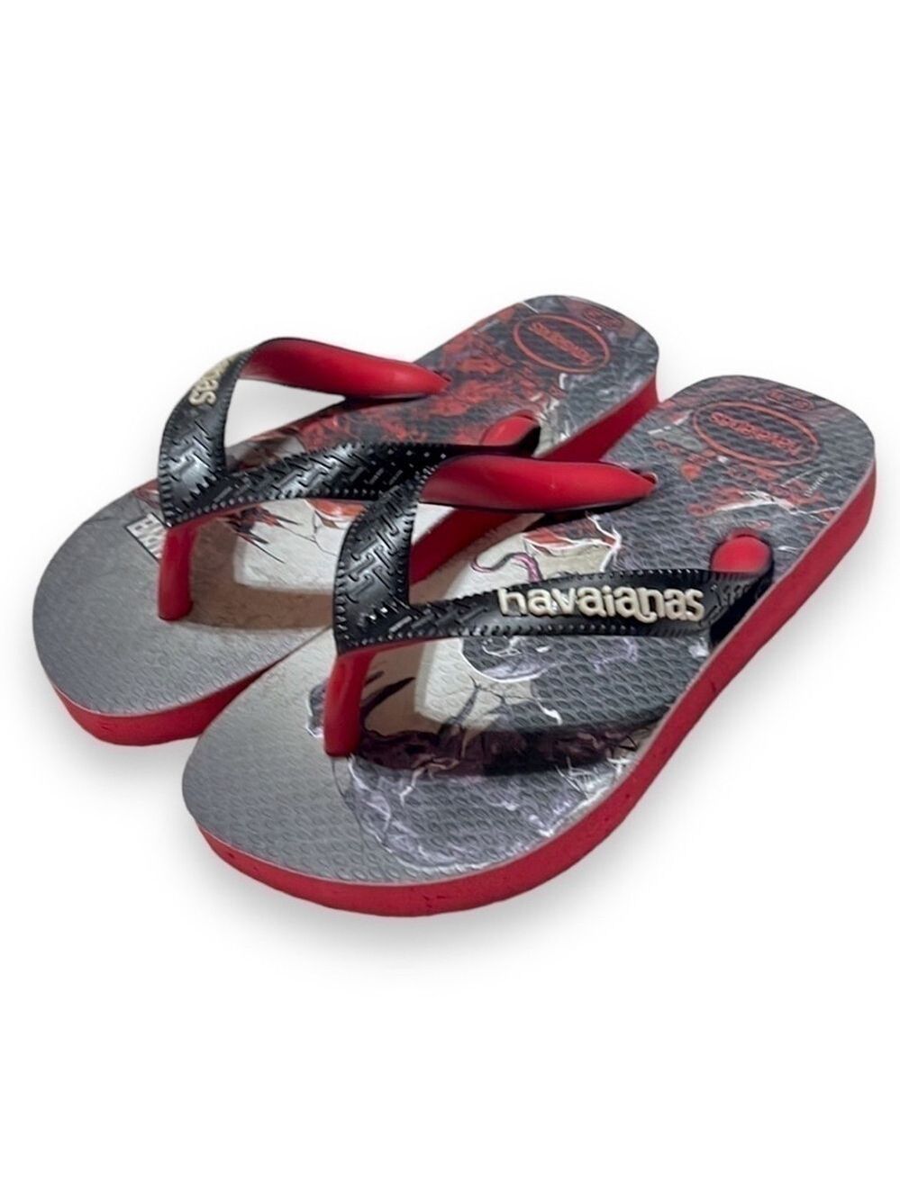 Havaianas Marvel Venom Red and Black Flip Flops Toddler Boys 11/12C Brand New!